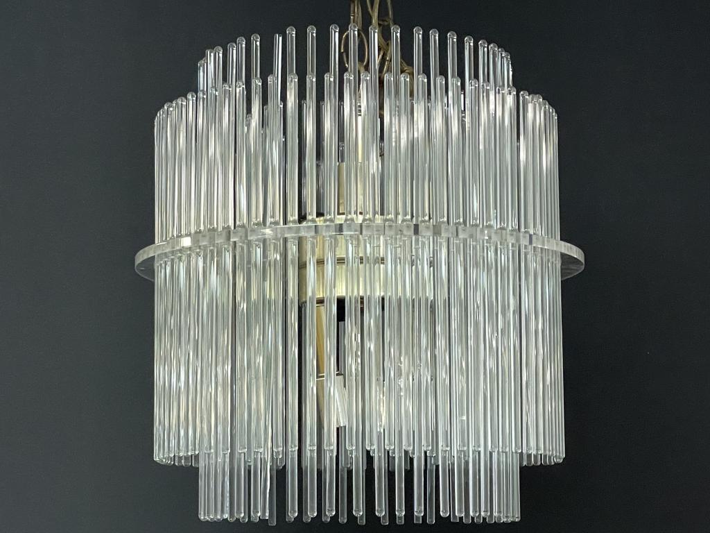 SCIOLARI LIGHTOLIER GLAS ROD CHANDELIER 18": MID CENTURY MODERN SCIOLARI LIGHTOLIER GLAS ROD CHANDELIER -18" X 14" APPROX--VERY GOOD CONDITION, CONDITION CONSISTENT WITH AGE AND USE, LIGHT WEAR-DP7521
