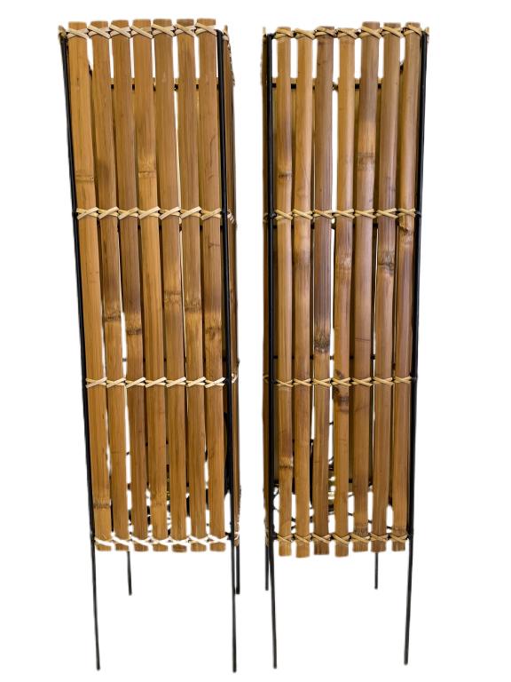 PAIR / BAMBOO RATTAN MODERN HOLLYWOOD REGENCY LAMP (1 of 6)
