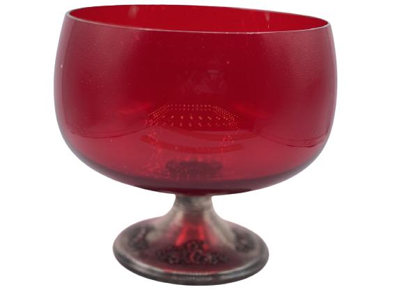 VTG RUBY GLASS COMPOTE WITH STERLING SILVER BASE (1 of 6)