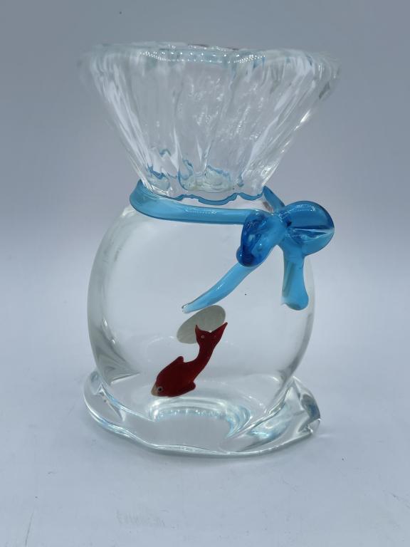 VTG MURANO ART GLASS FISH TANK SCULPTURE (1 of 3)