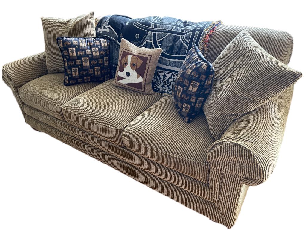 LAZY BOY BEIGE CHENILLE SOFA 86" (1 of 4)