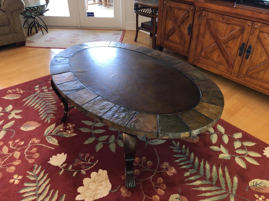 VINTAGE TURTLE INSPIRED OVAL COCKTAIL TABLE (1 of 1)