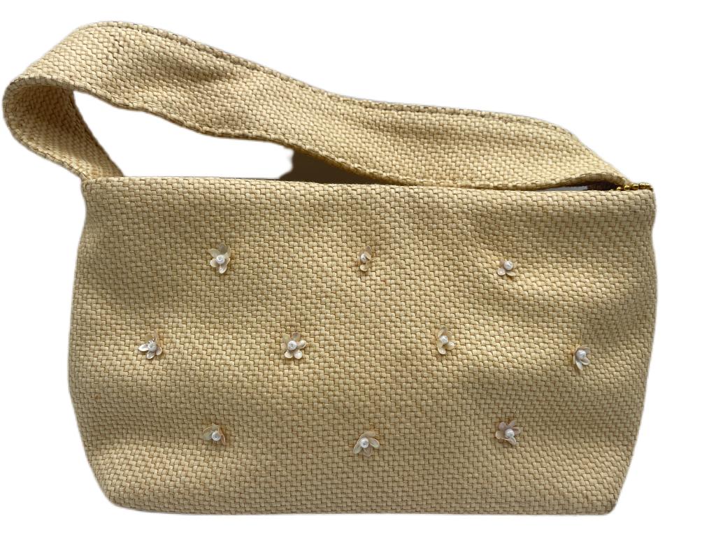 VTG MENA NEW YORK CLOTH & BEADED FLORAL PURSE (1 of 6)