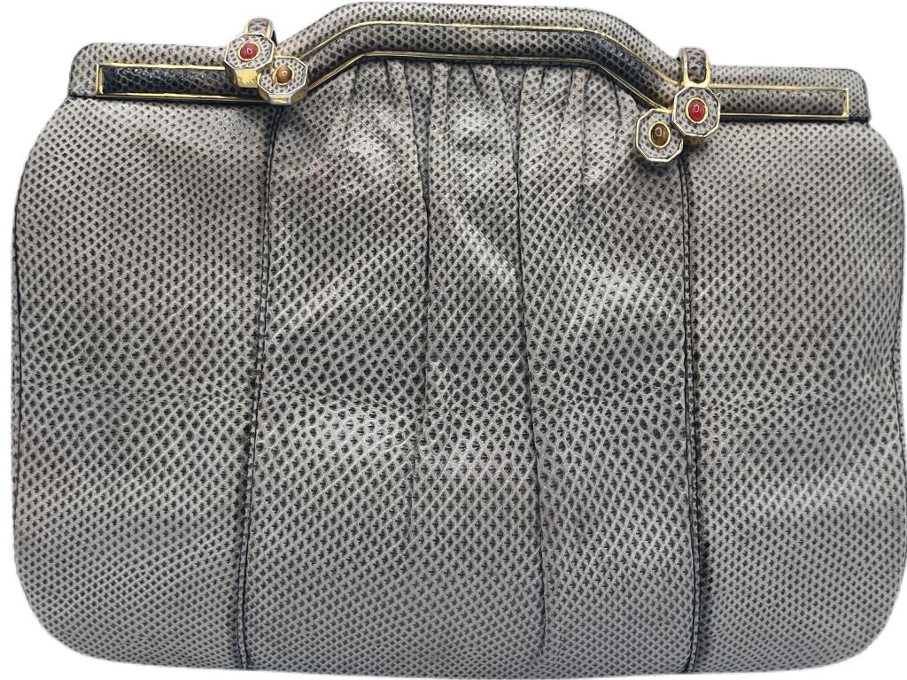 VTG JUDITH LEIBER REPTILE SKIN PURSE: VTG JUDITH LEIBER REPTILE SKIN PURSE -FROM A SMOKING HOME- BUT AIRED OUT