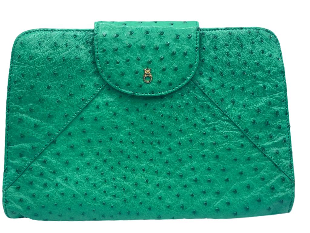 VTG FRED PARIS GREEN LEATHER CLUTCH/HANDBAG (1 of 7)