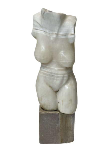 VINTAGE STONE BUST ON PEDESTAL STATUE (1 of 4)