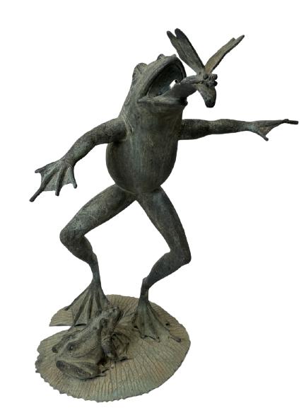 VTG VERDIGRIS METAL FROG GARDEN STATUE (1 of 7)