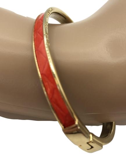 VINTAGE SCA TEL FIRENZE GOLD & RED LEATHER BANGLE (1 of 7)