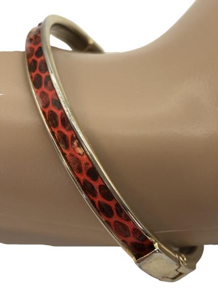 VINTAGE SCA TEL FIRENZE GOLD & RED LEATHER BANGLE (1 of 5)