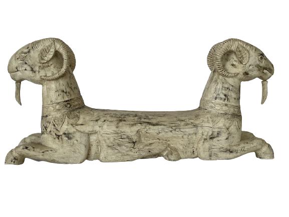 EGYPTIAN TWO HEADED RAM HAND CARVED WOOD  STATUE (1 of 7)