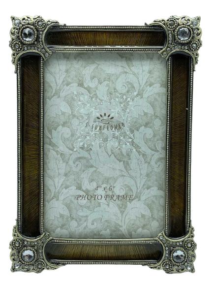 VTG SUNFLOWER DESIGN BRONZE ENAMEL 4 X 6 FRAME (1 of 2)