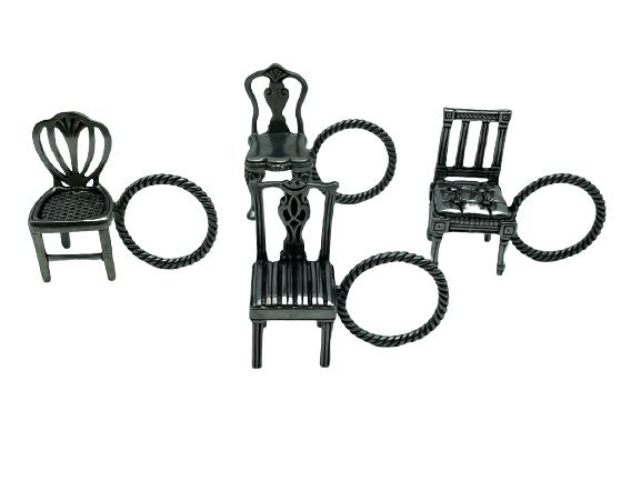SET/12  NIB VTG LENOX PEWTER CHAIR NAPKIN RINGS (1 of 9)