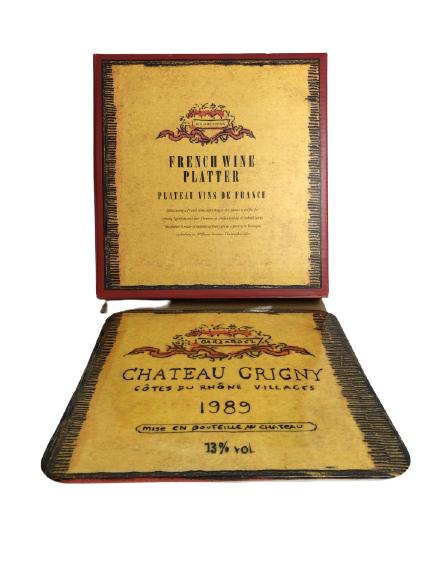 WILLIAMS SONOMA WINE LABEL CERAMIC CHEESE PLATTER: WILLIAMS SONOMA WINE LABEL CERAMIC CHEESE PLATTER - NEW IN BOX- 12" X 12"- MADE IN PORTUGAL- ORIGINAL RETAIL IS $45- BC071921