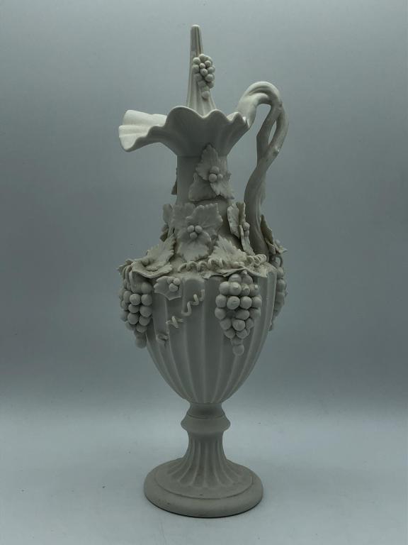 VTG BISQUE PORCELAIN LIDDED PITCHER 12" (1 of 5)