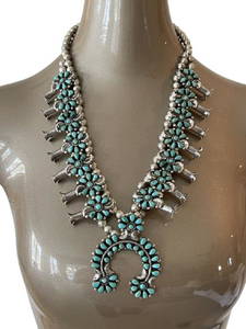 NAVAJO STERLING SILVER SQUASH BLOSSOM NECKLACE