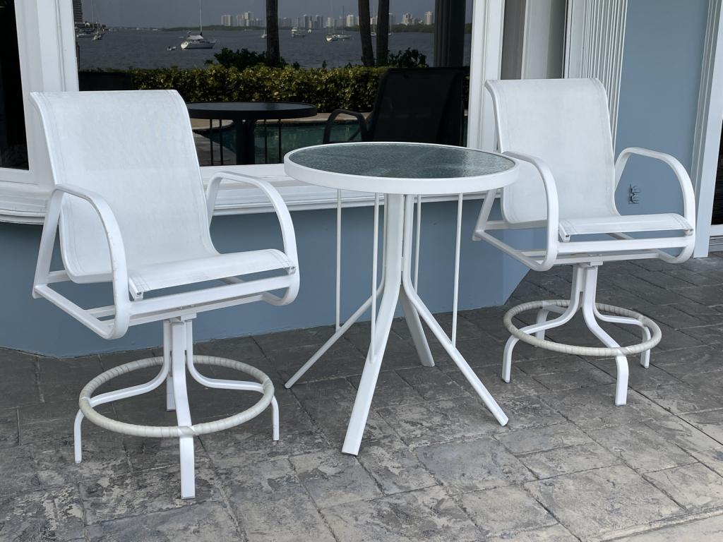 OUTDOOR HIGHTOP TABLE BISTRO SET & 2 SWIVEL CHAIRS (1 of 6)