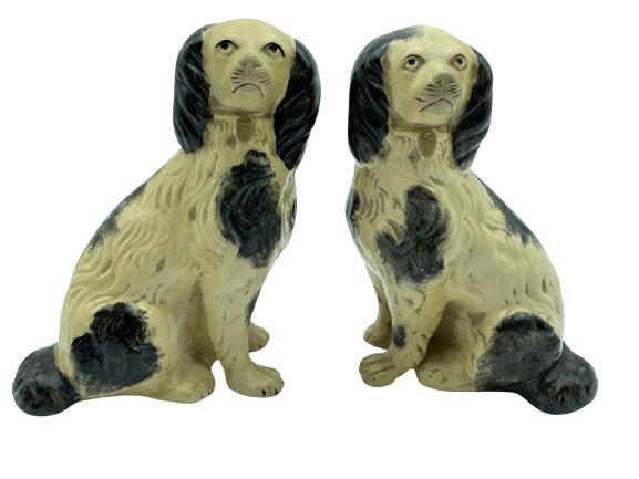 1930S STYLE BORGHESE STAFFORDSHIRE DOG BOOKENDS (1 of 4)