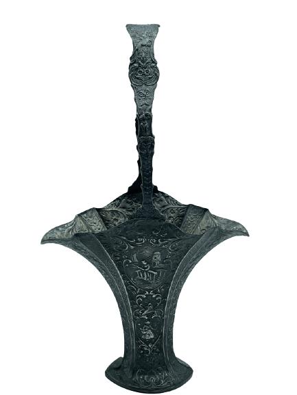 VINTAGE PEWTER DECORATIVE BASKET 18" (1 of 5)