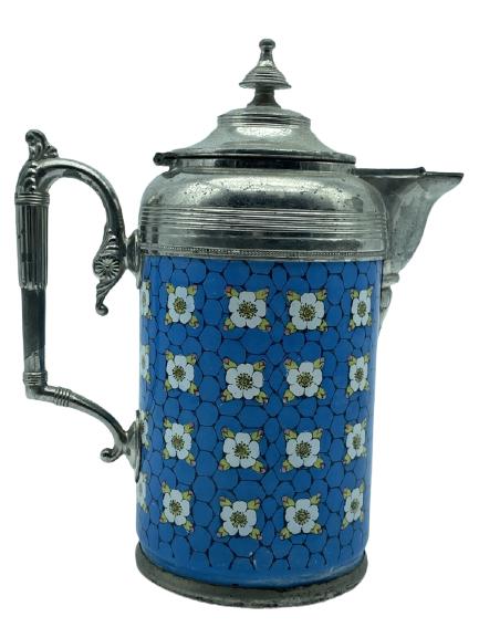 VINTAGE VICTORIAN STYLE ENAMEL & PEWTER TEAPOT (1 of 5)