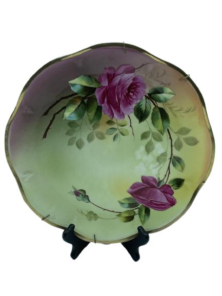 ROYAL VIENNA PEINTURE ALAMAIN CHARGER PLATE 12": VINTAGE ROYAL VIENNA PEINTURE ALAMAIN HAND PAINTED CHARGER PLATE DECORATIVE WALL ART -12"-VERY GOOD CONDITION-DP72721 PORTAGE HOUSE 1FL