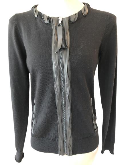 VTG ELIE TAHARI WOOL ZIP FRONT SWEATER SIZE SMALL (1 of 5)