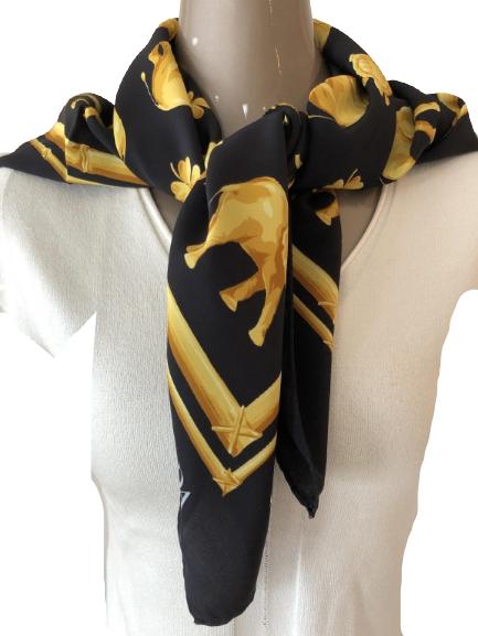 VINTAGE ESCADA 33" SILK SCARF: VINTAGE ESCADA 33" SILK SCARF - 33" X 33"- ELEPHANT DESIGN- VERY GOOD CONDITION- WOMEN'S DESIGNER SCARVES & SHAWLS - BC072921