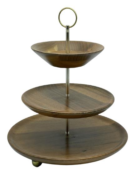 ANTIQUE STYLE DECORATIVE  WOOD 3 TIER CANDY DISH (1 of 3)