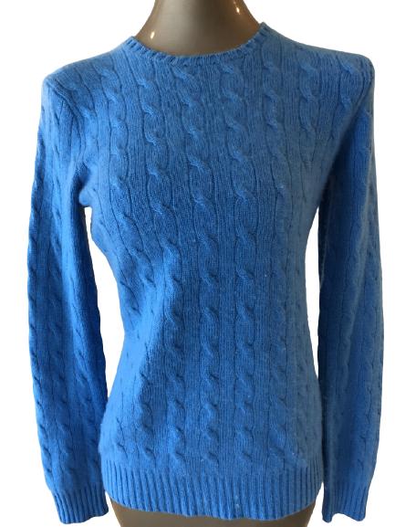 VTG RALPH LAUREN BLUE CASHMERE SWEATER SZ LARGE (1 of 3)
