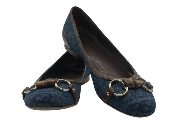 PAIR OF GUCCI DENIM BALLET FLATS SIZE 36.5 (1 of 3)