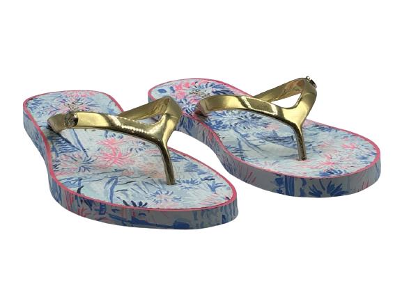 LILY PULITZER FLIP FLOP SANDALS SZ 6: LILY PULITZER FLIP FLOP SANDALS SZ 6 -WOMEN'S LUXURY SHOES AND ACCESSORIES LUX FASHION DESIGNER VINTAGE CLOTHING CASUAL PALM BEACH FASHIONS****ITEM IS LOCATED AT NORTH PALM BEACH HOME. PICK UP IS FRID