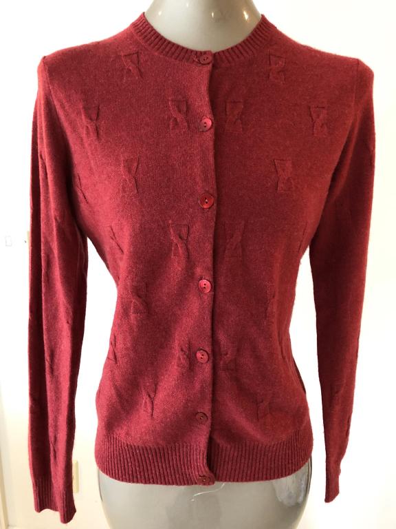VTG NEIMAN MARCUS RED CASHMERE CARDIGAN SZ MED (1 of 5)