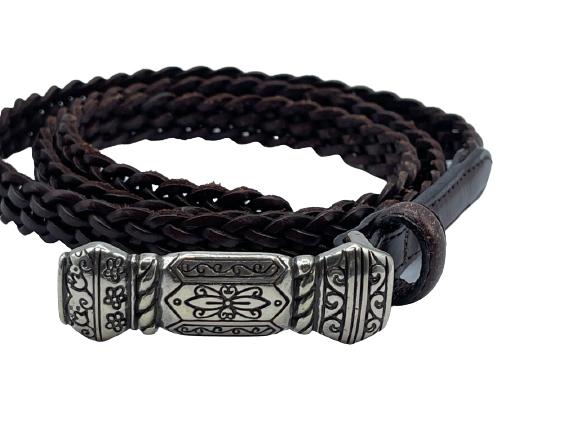 VTG BRAIDED BROWN LEATHER BELT WITH SILVER BUCKLE: VTG BRAIDED BROWN LEATHER BELT WITH SILVER BUCKLE -SZ L - 34***MUST BE PICKED UP IN NORTH PALM BEACH :AUGUST 6 12-4 OR AUGUST 7 12-4$25 TO BRING TO STORENO CHARGE TO BRING TO STORE FOR IN-HOUSE SHIPPI