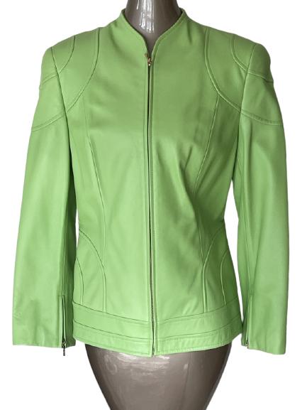 ESCADA LIME GREEN LEATHER ZIP FRONT JACKET (1 of 4)