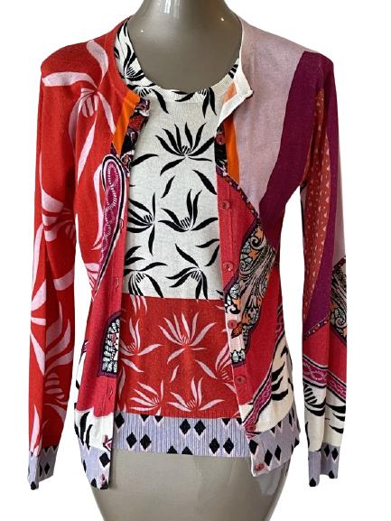 ETRO MILANO RED TROPICAL TWIN SET SZ 42: ETRO MILANO RED TROPICAL TWIN SET -SZ 42-VERY GOOD PREOWNED CONDITION
