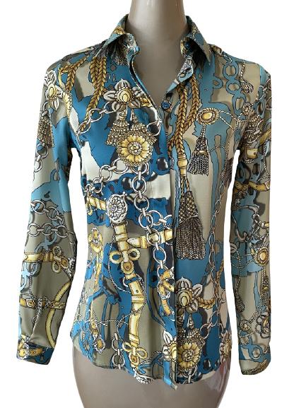 LES COPAINS CHANEL INSPIRED SILKY BLOUSE SZ 40 (1 of 4)