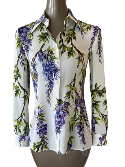 DOLCE & GABBANA FLORAL SILKY BLOUSE SZ 40 (1 of 3)