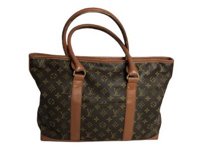 LOUIS VUITTON SAC WEEKEND SHOULDER BAG: Luxury women's accessories, ladies handbags, luxe designer purses, high fashion accessory, fashion styles and trends-BrownCoated Canvas-Monogram Canvas-Brown Leather-Golden Brass Hardware-43*40*20cm-A