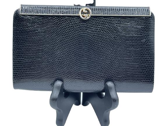 VTG GUCCI ALLIGATOR BLACK LEATHER PURSE CLUTCH (1 of 7)