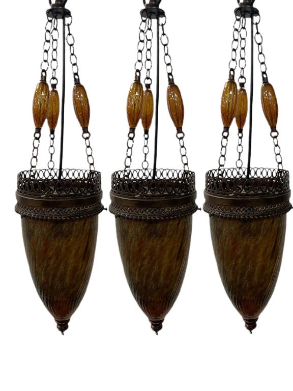 SET OF 3 MURANO GLASS PENDANT CHANDELIERS (1 of 10)