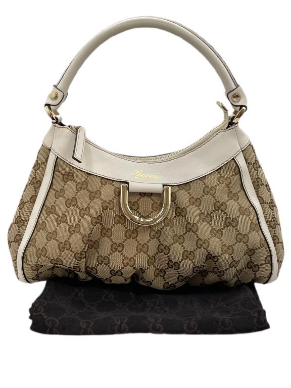 GUCCI MONOGRAM CANVAS D-RING HOBO BAG (1 of 7)