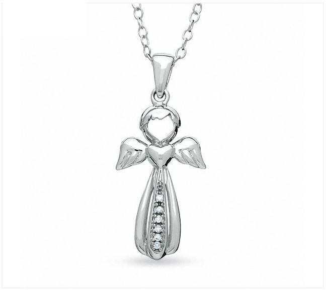 DIAMOND ACCENT STERLING SILVER MINI ANGEL PENDANT (1 of 2)