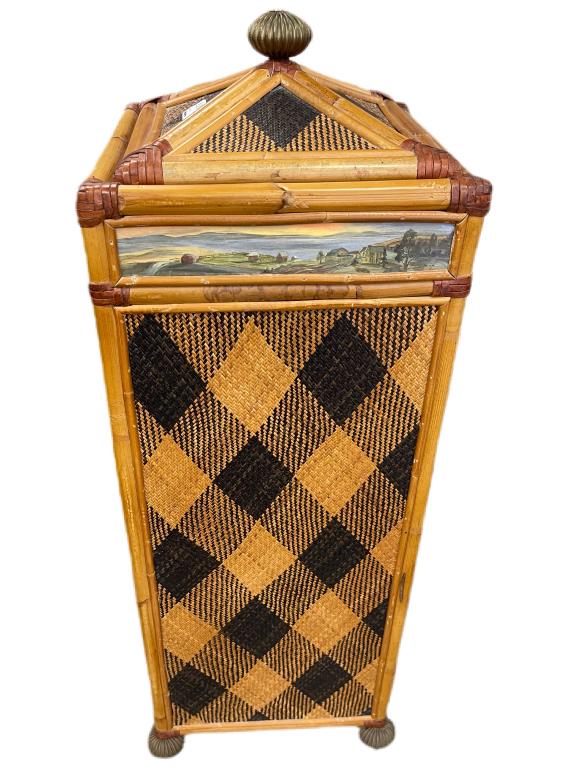 MCKENZIE CHILDS WICKER WHIMSICAL LAUNDRY HAMPER (1 of 7)