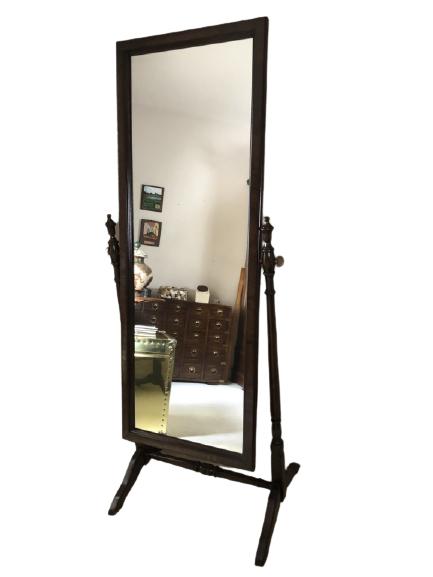 VINTAGE WOOD FULL LENGTH CHEVAL MIRROR (1 of 4)