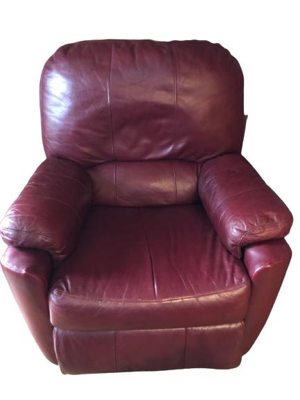 VINTAGE RED LEATHER CLUB CHAIR RECLINER (1 of 6)