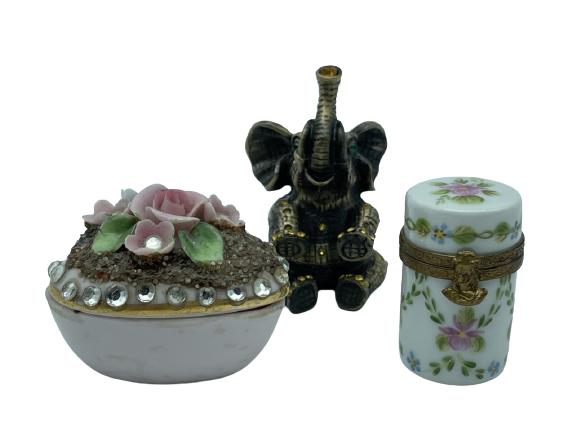 3 VTG LIMOGES / STRONGWATER STYLE TRINKET BOXES 2" (1 of 4)