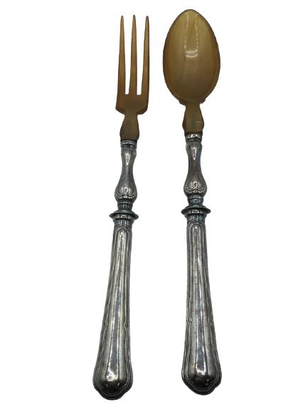 VINTAGE CHRISTOFLE STERLING & HORN SERVER SET 12" (1 of 4)