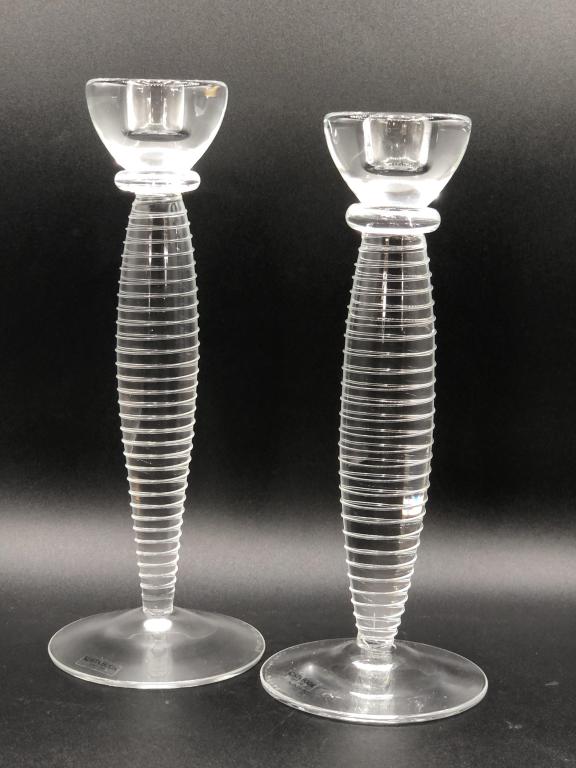 PAIR OF KOSTA BODA EPOQUE CRYSTAL CANDLESTICKS (1 of 6)