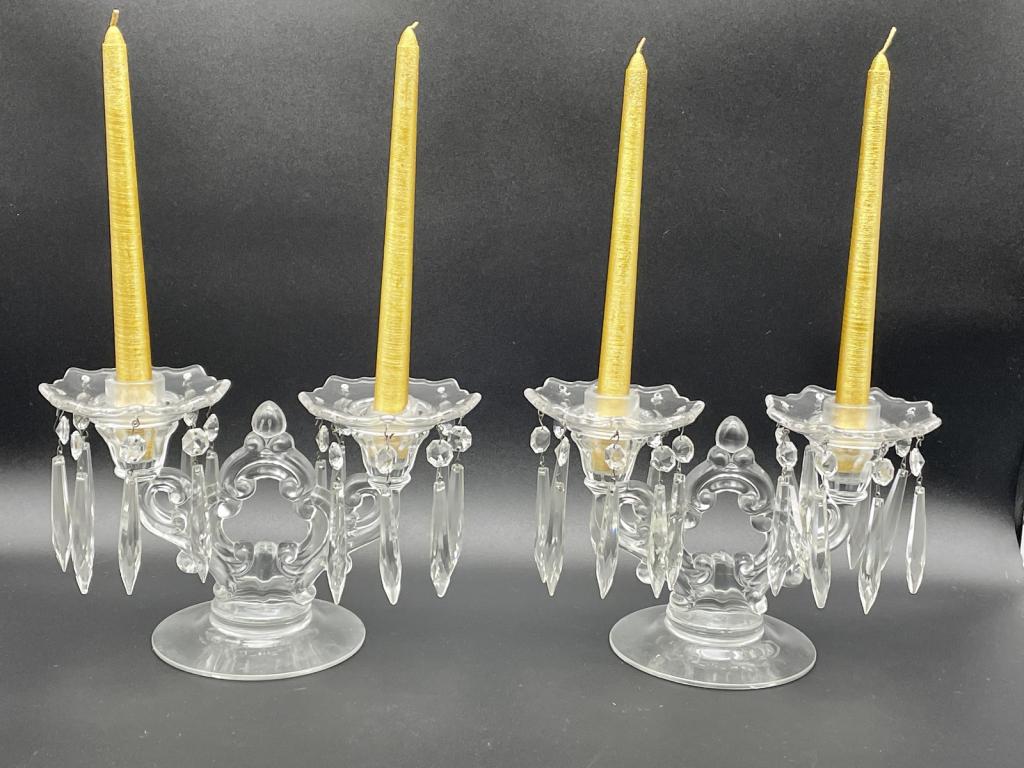 PAIR OF AMERICAN BRILLIANT CRYSTAL CANDLESTICKS (1 of 7)