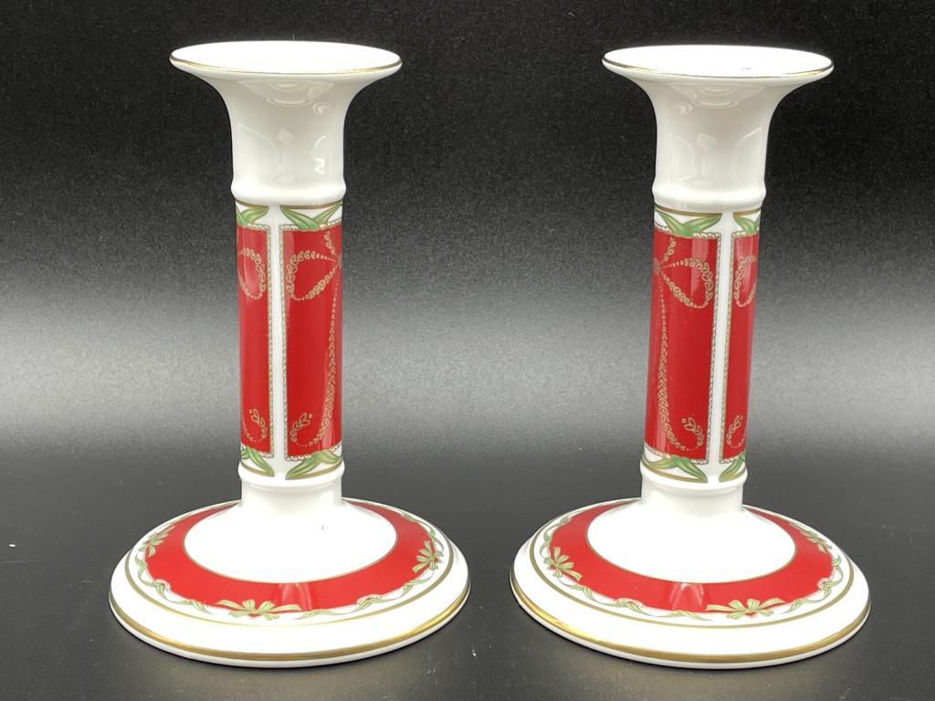 WATERFORD " HOLIDAY RIBBONS"  CANDLESTICK SET (1 of 4)