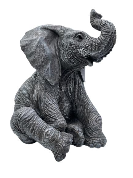 "GRACE" ARTISIAN COMPOSITE SITTING ELEPHANT FIGURE: "GRACE" ARTISIAN COMPOSITE SITTING ELEPHANT FIGURE